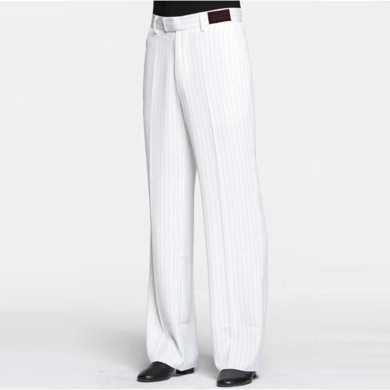 Latin Dance Pants Male White Plus Size Dancing Pants Fabric Men Ballroom Stage Modern Chacha Waltz Trousers Dancing Wwear B-6973