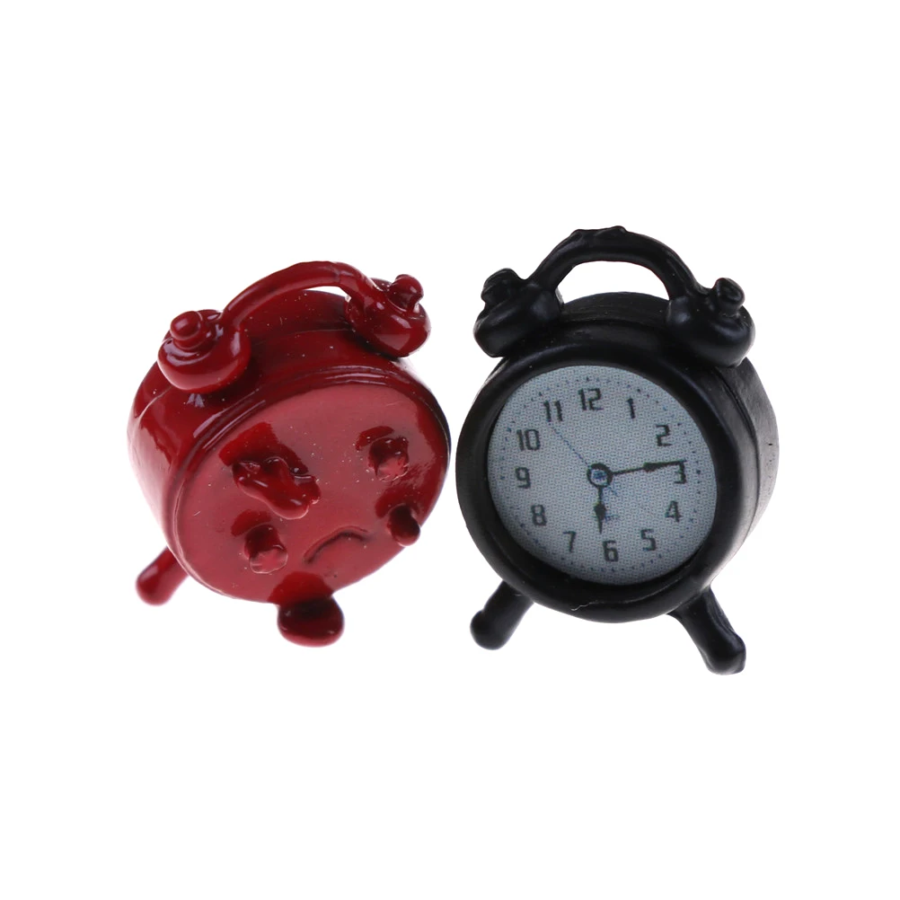 1pcs 1:12 Scale Alarm Clock Mini Home Decoration Dollhouse Miniature Toy Doll Kitchen Living Room Accessories 6 Colors