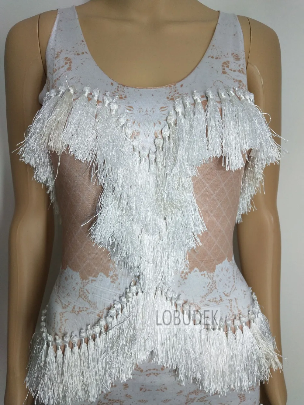 المرأة المطبوعة شرابة أكمام واسعة الساق بذلة المغني بار الحفل المرحلة زي حفلة عيد ميلاد أداء السروال القصير مثير