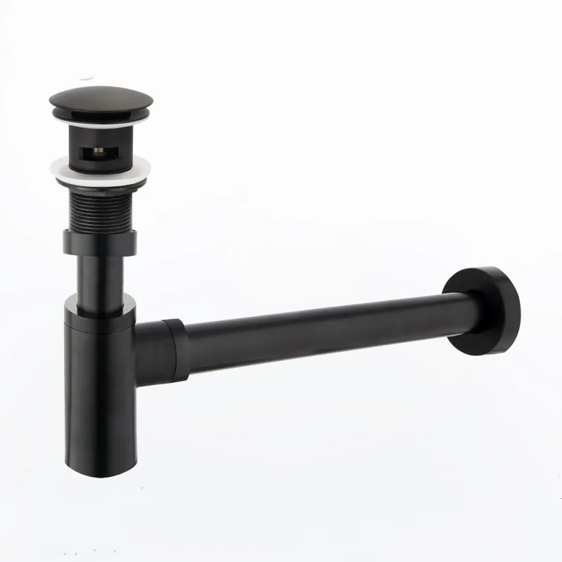 

Brass Black Bathroom Basin Sink Tap Bottle Trap Drain Kit Waste P-TRAP Pop Up Drain With Overflow Deodorization