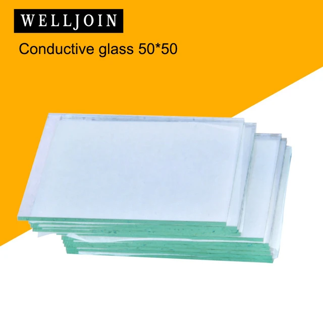 50X50X1.1Mm Ít Hơn 10 Ohm/Sq Bộ 50 Phòng Dẫn Điện Trong Suốt Kính Indi Tín ôxít ITO Kính Cường Lực Tráng Gương
