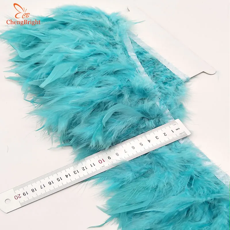 ChengBright   2 Yards Turkey Feathers Trim Cloth Sideband Chicken Pheasant Feather Trims Clothing Wedding Feathers Ribbon  Y