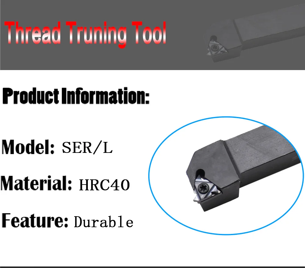 SER1616H16 SER2020K16 Drehmaschine Einsätze Halter Außengewinde Drehen Werkzeug Halter Bohrstange CNC SER Wendeschneidplatten Halter – Detail 1