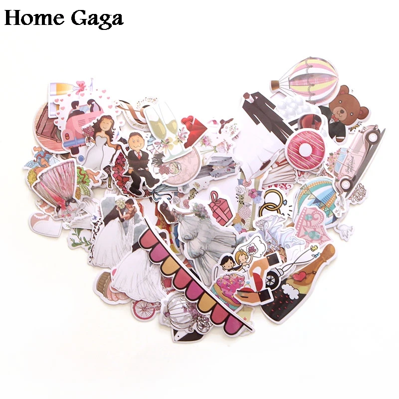 Homegaga 68Pcs Tema Pernikahan 90S Dinding Dekorasi Rumah Cetak Notebook Tas Laptop Sepeda Scrapbooking Album Stiker D1340