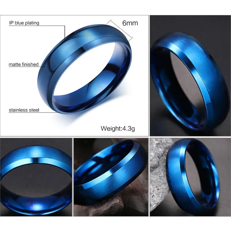 Classic Blue Ring Men Jewelry Stainless Steel Wedding Party Gift USA Size 4 5 6 7 8 9 10 11 12 13 14