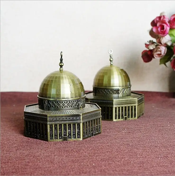 Retro Famous Landmark Architectural Model Jerusalem Dome Metal Figurine Building Statue Home Office Desktop Decor Gift Souvenir