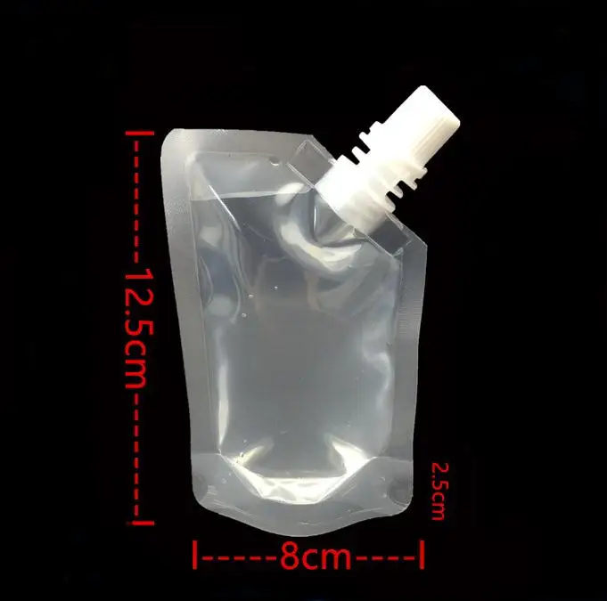 1000pcs/lot 100ml Stand Up Drinking Package Transparent Pout Bag White Doypack Spout Pouch Bags For Beverage Milk SN2403