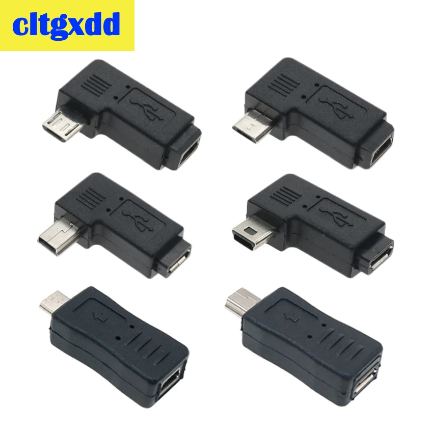 Cltgxdd 90/180 gradi sinistra e destra angolata Mini USB 5pin femmina a Micro USB maschio adattatore di sincronizzazione dati spina Micro a Mini connettore