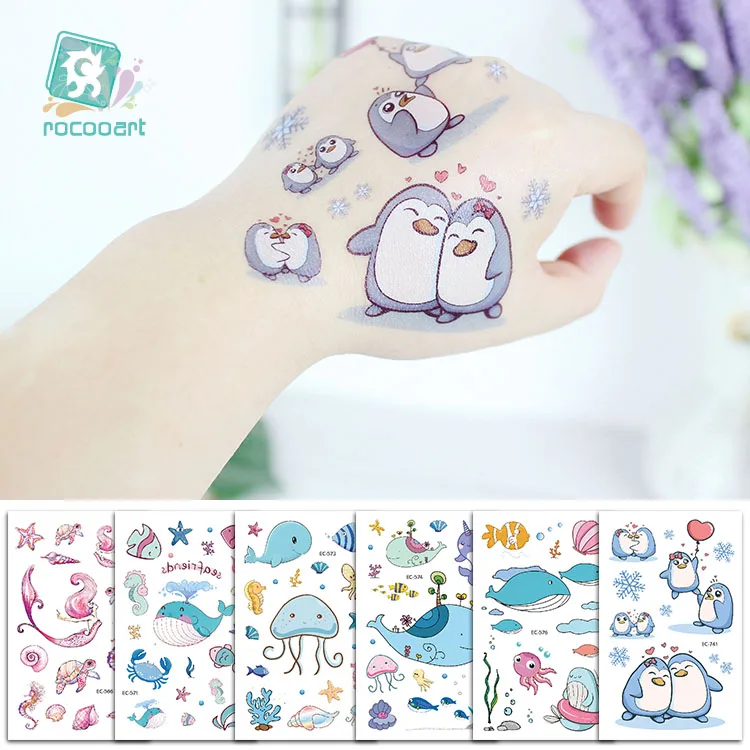 

Cartoon Whale Tattoo For Kids Ocean Animal Fake Taty Children Body Art Waterproof Temporary Tattoo Sticker Blue Sea Style Tatoo