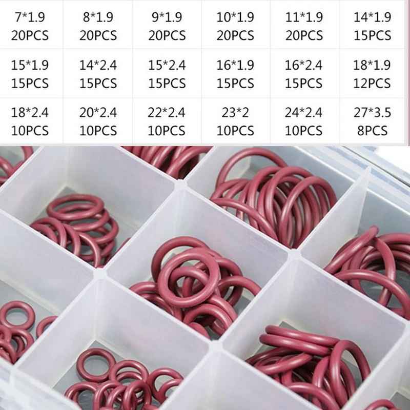 HNBR Rubber R134a R12 Red For Car Automotive A/C Air Conditioning System O-Ring Seal Kit Assortment Set