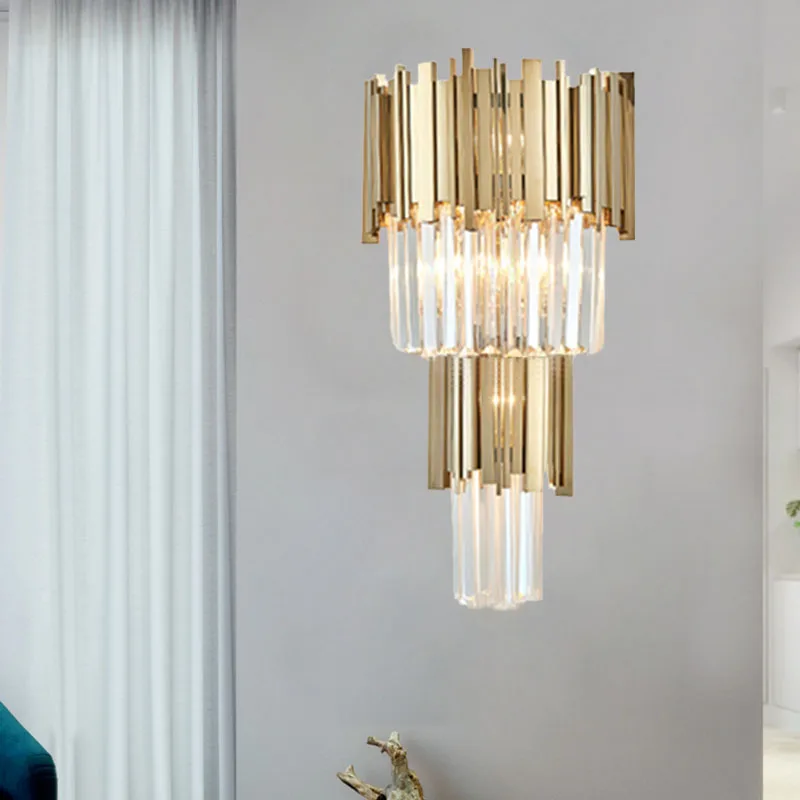 

Gold Crystal Wall Lamps Modern Home Living Room Bedroom Bedside Decor Wall sconce Crystal Indoor Lighting Fixtures