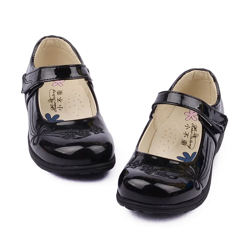 Girls student shoes matte uniform shoes Campus shoes show matte black gloss artificial PU girls princess shoes