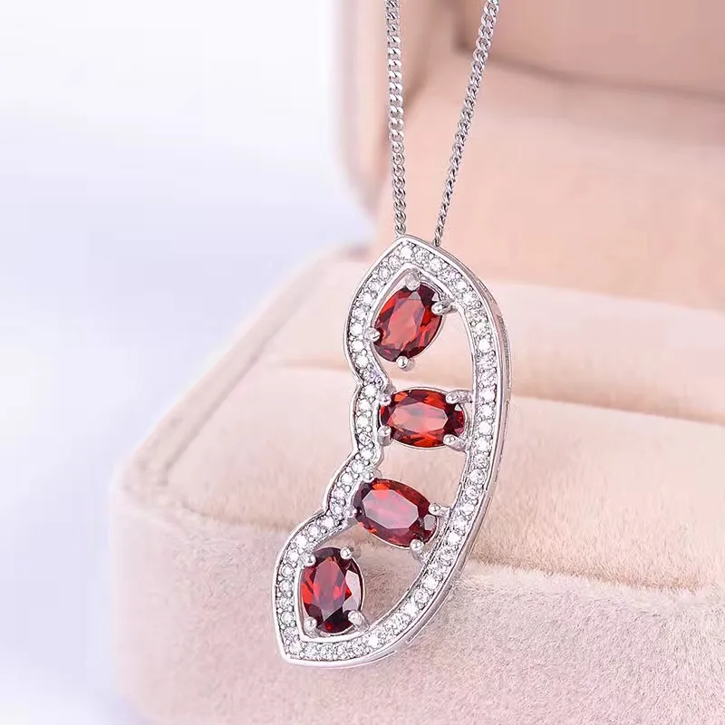 

Natural garnet necklace, 925 silver, cheap, two colors, new store specials