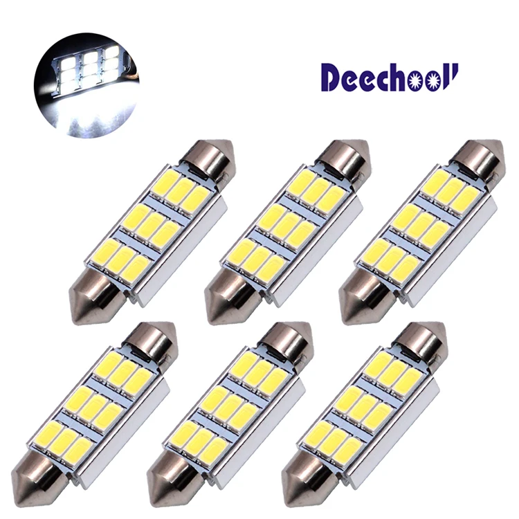 Bombilla LED CANBUS para coche, luz de techo automática C5W 5630, luz de lectura sin errores, 6418 9SMD, 31/36/39/42/44, 6 uds.