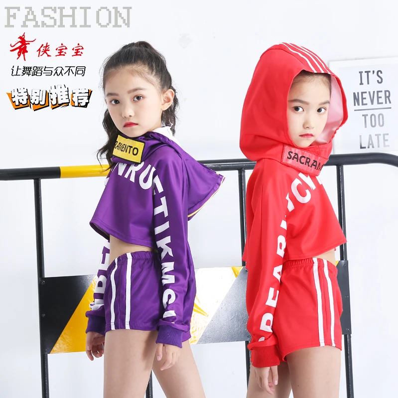 

2019 Street Dance Costume Children's Jazz Dance Costume Girls Long Sleeve Street Children's Jazz Sequins Costumes