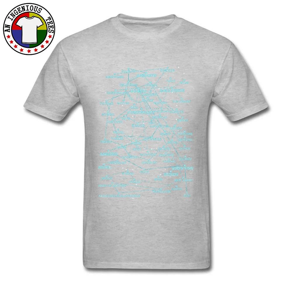 Printed Sci Fi Star Map Zodiac Planisphere Man Top T-shirts Connection Sky Star Fashion Cotton Print Tshirt Awesome Deisgn Retro