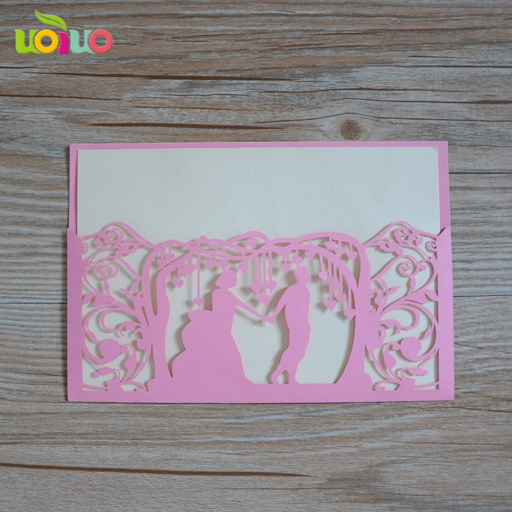 50set inc16 Big Heard Love 50sets Laser Cut Bride And Groom Love Tree Wedding Invitations Cards Party Favors Cards