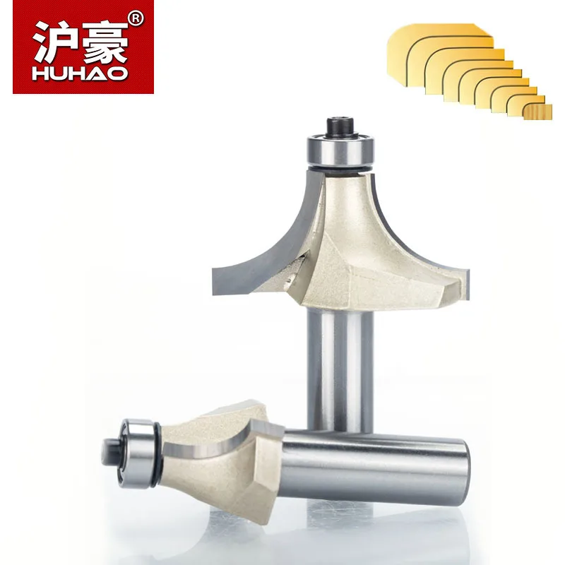 HUHAO 1pc 1/2 "Schaft Hartmetall Holzbearbeitung Fräsen Filet Cutter Trimmer Kopf Stoßen Gravur R-abgeschrägten Router bits