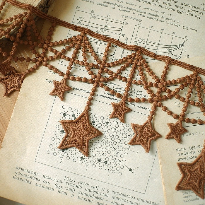 10.5cm Wide Stars white Tassels Lace Fringe Lace Trim Costume Home Textile Curtains Decor Trims Clothes Sewing Accessories