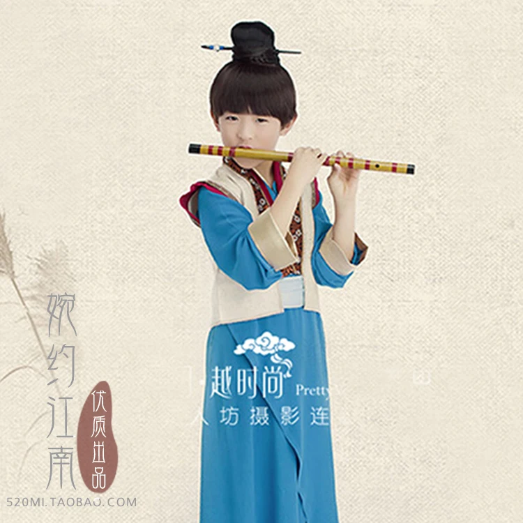 Sai Xia Qu Ancient Chinese Hanfu Childe Costume for Little Boy hanfu costume for photography or Children's Day or stage clothing