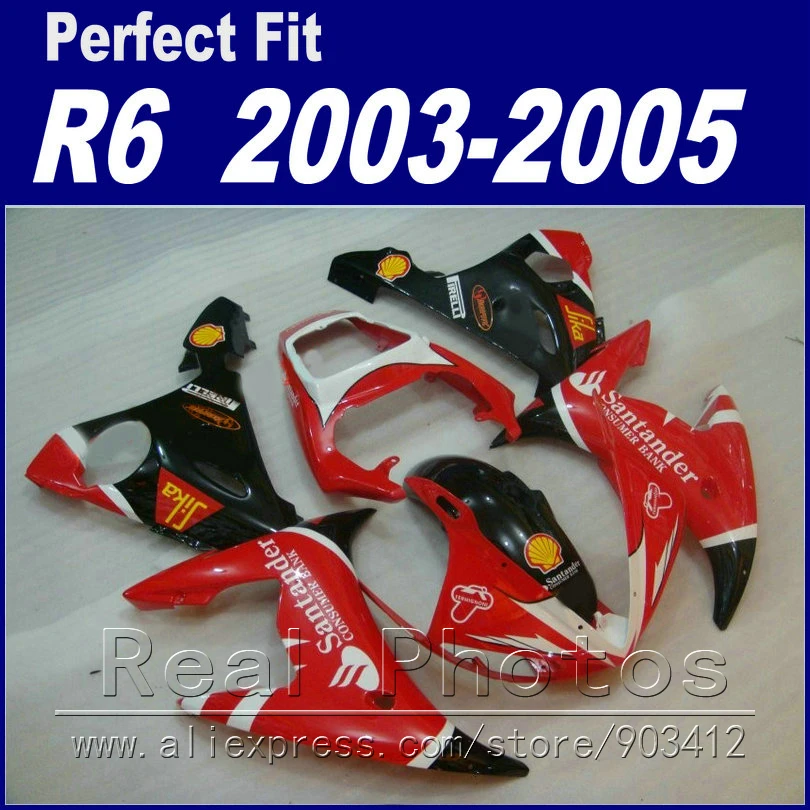 New arrival  body work for YAMAHA R6 fairing kit 2003 2004 2005 Santander red black white  Fairing YZF fairings 03 04 05