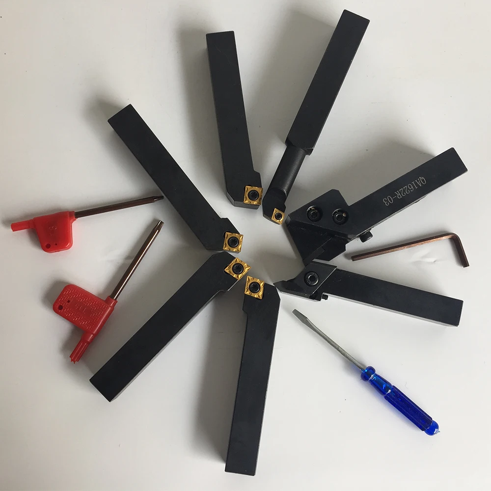 Turning Tool 12X12MM Lathe Cutter Tool Set 7Pcs Metal Cut Tool Lathe Tool Holder with Ti Coated