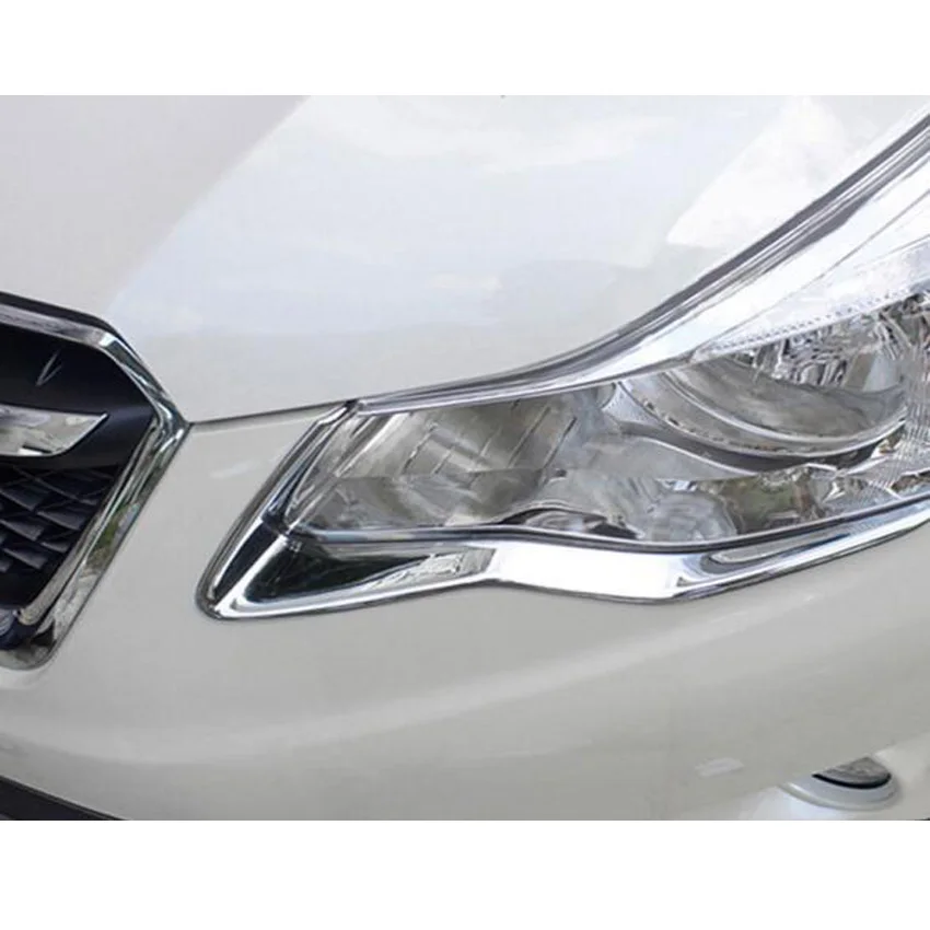 Fit For Subaru XV Crosstrek 2012 2013 2014 Car Front Head Light Lamp Eyelid Eyebrow Strip Cover Trim Styling Stickers Chrome ABS