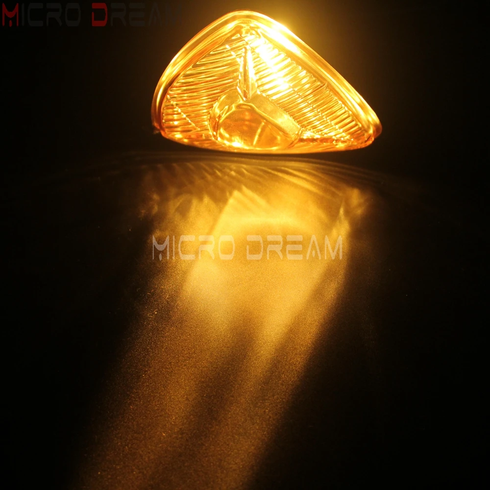 Motorcycle 12v 55w Vintage Head Lights Retro Triangle Yellow Lens Headlamp for Harley Chopper Cruisers Bobber Custom Headlight