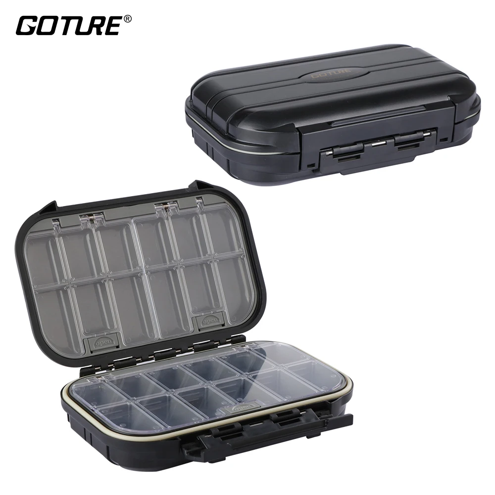 

Goture Black Color Fishing Tackle Box High Hardness Sea Rock ,Stream Fly ,Lake Carp Fishing Accessories Boxes