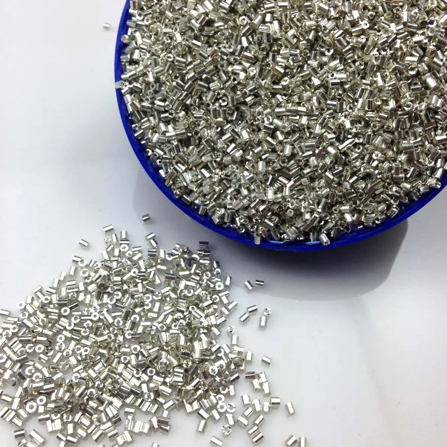 16g 1000pcs 2*3mm AB Silver Plated Colorful Tube Loose Spacer Beads Cezch Glass Seed Bead Handmade Jewelry Make DIY Garment Bead