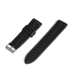 2021 New 20mm 22mm 24mm Watchband Black Silicone Rubber Bands For Watches Replace Electronic Wristwatch Band Sports Watch Straps