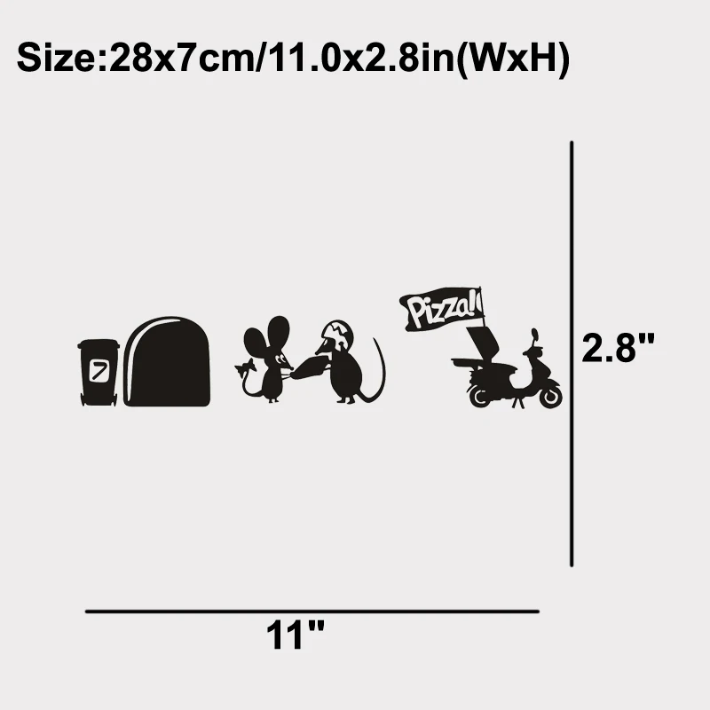 JJRUI Cute Mouse Pizza Man Love Heart funny Home Skirting Board wall art decal vinyl stickers