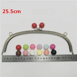 Große lange größe frauen DIY handtasche rändelung geldbörse rahmen bunte candy ball kuss schnalle metall verschluss 5 teile/los