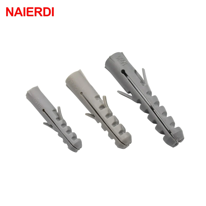 NAIERDI 50PCS 5-8mm Screws M5-M8 Rubber Expansion Pipe Flat Round Head Self-Tapping Screw Nylon Tube Wall Wood Hardware Tool