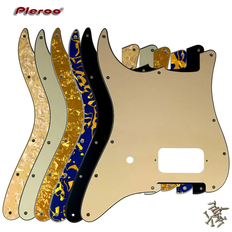 Piezas de guitarra personalizadas Pleroo, golpeador en blanco con puente Humbucker, para zurdos, 11 agujeros, EE. UU., México Fd Strat ST Strat