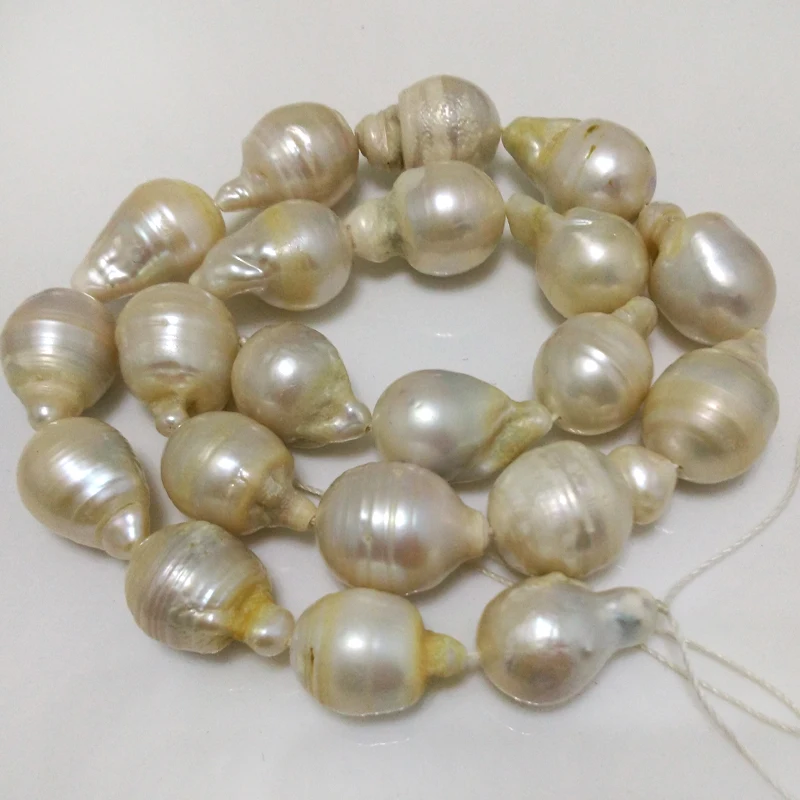 16 inches 15-20mm White Raindrop Shaped Regular Baroque Pearl Loose Strand