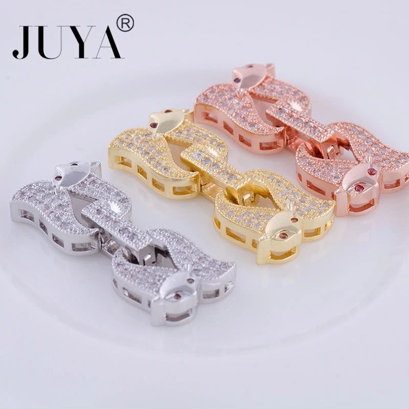 2022 New Copper Fastener Fox Clasps For Bracelets Making Cubic Zirconia Micro Charm Connectors DIY Jewelry Findings Accessroies