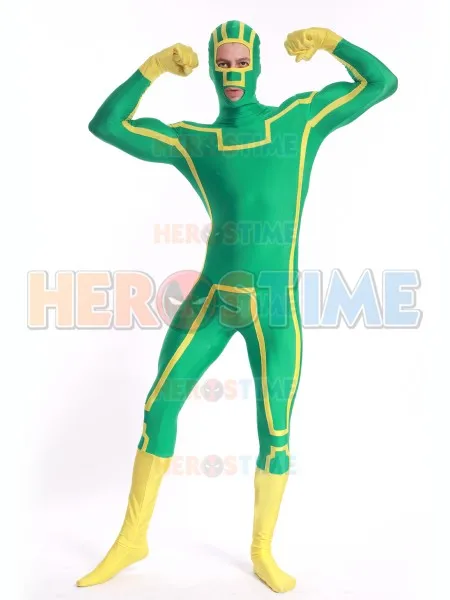 Disfraz de superhéroe de LICRA Kick-Ass para adultos y niños, mono Zentai hecho a medida, catsuit zentai, fiesta de Halloween, nuevo