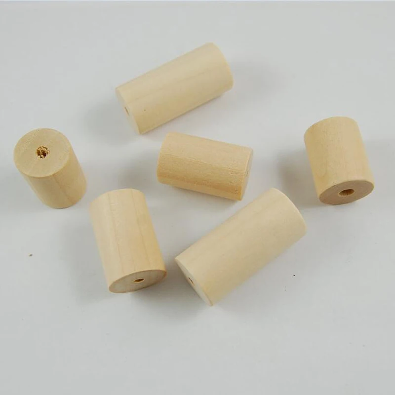 10pcs/lot Geometric Cylinder Natural Wooden Beads Unfinished Tube Loose Wood Beads Fit Diy Jewelry Making 20x25 20x30 20x40mm