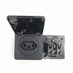 Black Square black Brazil standard 20A 250V Switzerland power surface mounted receptacle Waterproof dustproof industry socket