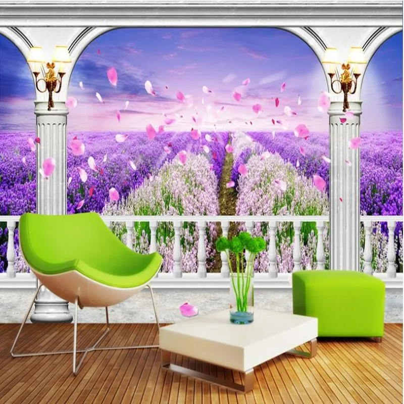 

wellyu Custom large - scale murals lavender flowers 3D wallpaper background wallpaper background wallpaper papel de parede