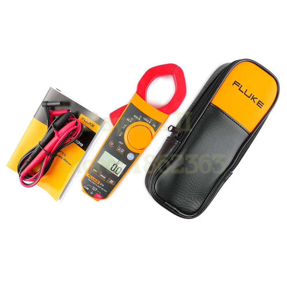 Fluke 319 1000A AC/DC Current Digital Clamp Meter for 600V AC/DC Voltage Measurement with ohm, Hz, Inrush Test and Backlight