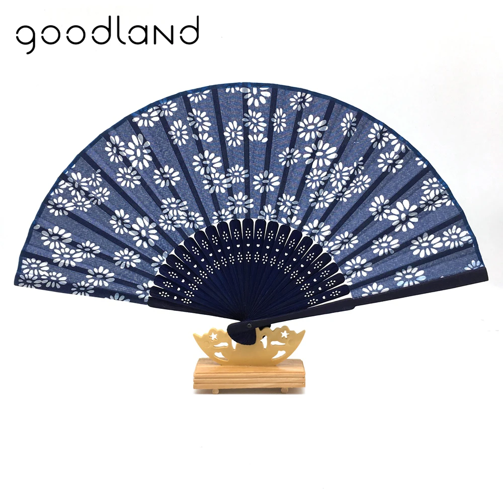 Free Shipping 1pcs Chinese Color/Floral Pattern Randomly Orchid Cloth Bamboo Pocket Fan Home Decoration Craft Supplies