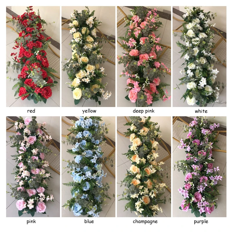 

Wedding Props Pre-function Area 100cm Flower Row Road Lead Party Arrangement Scene DIY Silk Flowers Floral for Party Event Decor