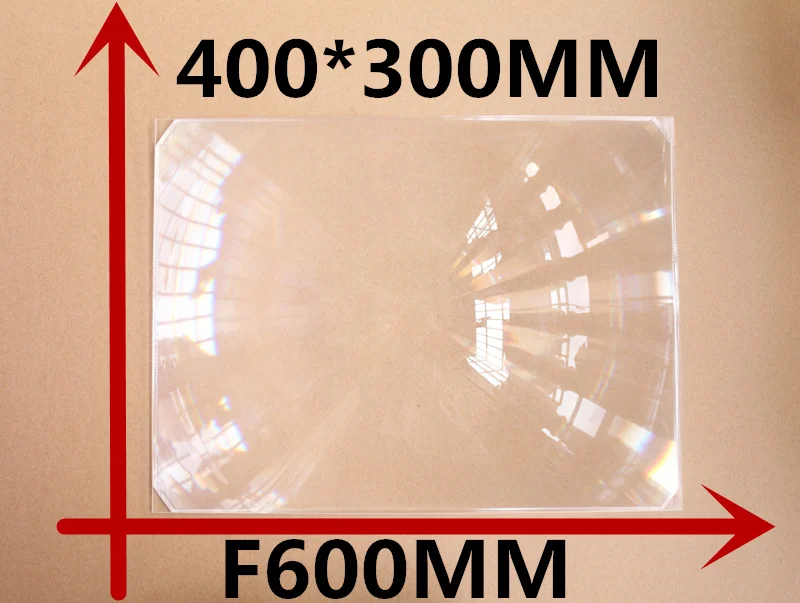 

DIY projector Rectangle Fresnel Lens 400*300MM Focal length 600mm Thicknes 2MM Lines from 0.4mm Planar zoom concentrated lens