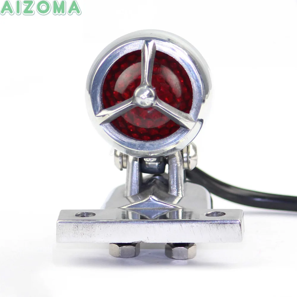 Chrome Billet Aluminum Motorcycles LED Brake Taillight w/License Plate Lamp For Harley Yamaha Choppers Boober Universal