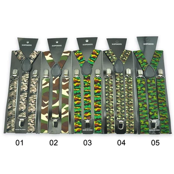 男性用のクリップ付き伸縮性ストラップ,2.5cmの新しいデザインの混合ストラップ,7つのクラシックなアーミーカモフラージュ,スリムなサスペンダー,後ろに伸縮性