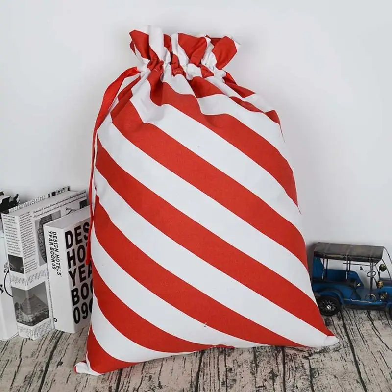 20pcs/lot free shipping Striped Envelop 2 styles red drawstring canvas santa sack vintage Christmas gift bags santa bag