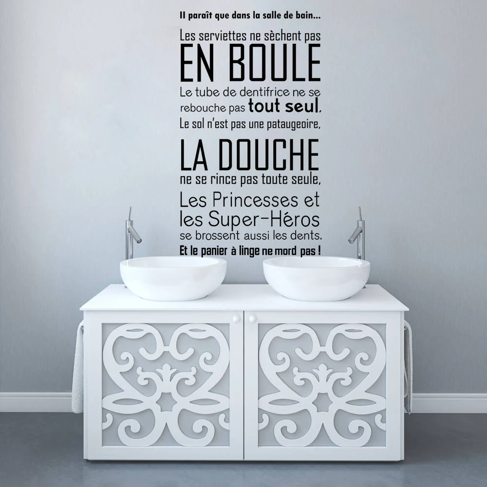 Bathroom Toilet Rules Wall Art Decal Removable Bathroom Wall Sticker French Salle de bain Vinyl Wall Art Murals Decor AZ369