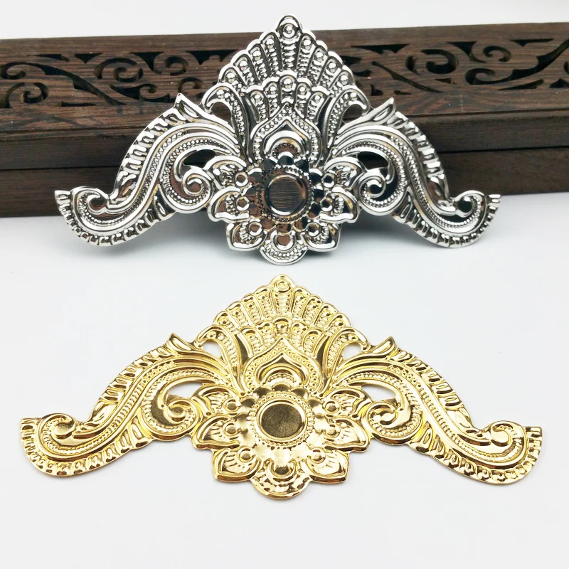 5 sztuk 56x104mm filigranowe trójkąt okłady metalowe Charms dla zdobienie księga gości biżuteria DIY